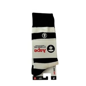 Bape Black and White Athletic Socks Crew Length